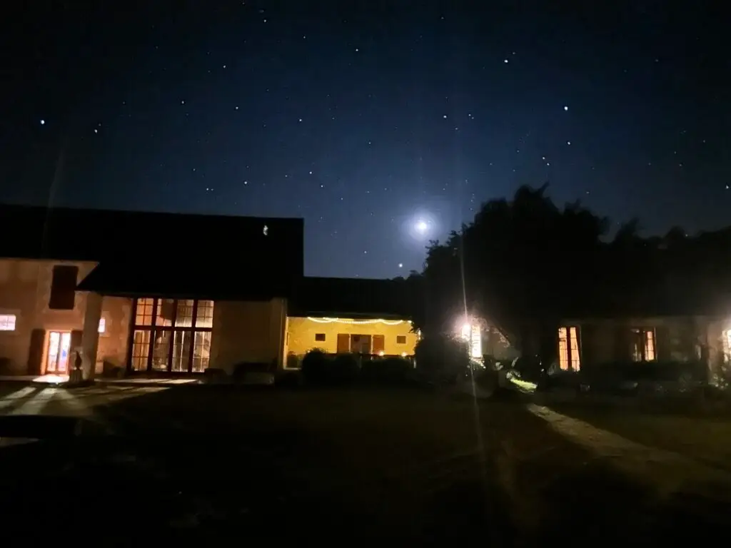 Forge in France -courtyard lit up