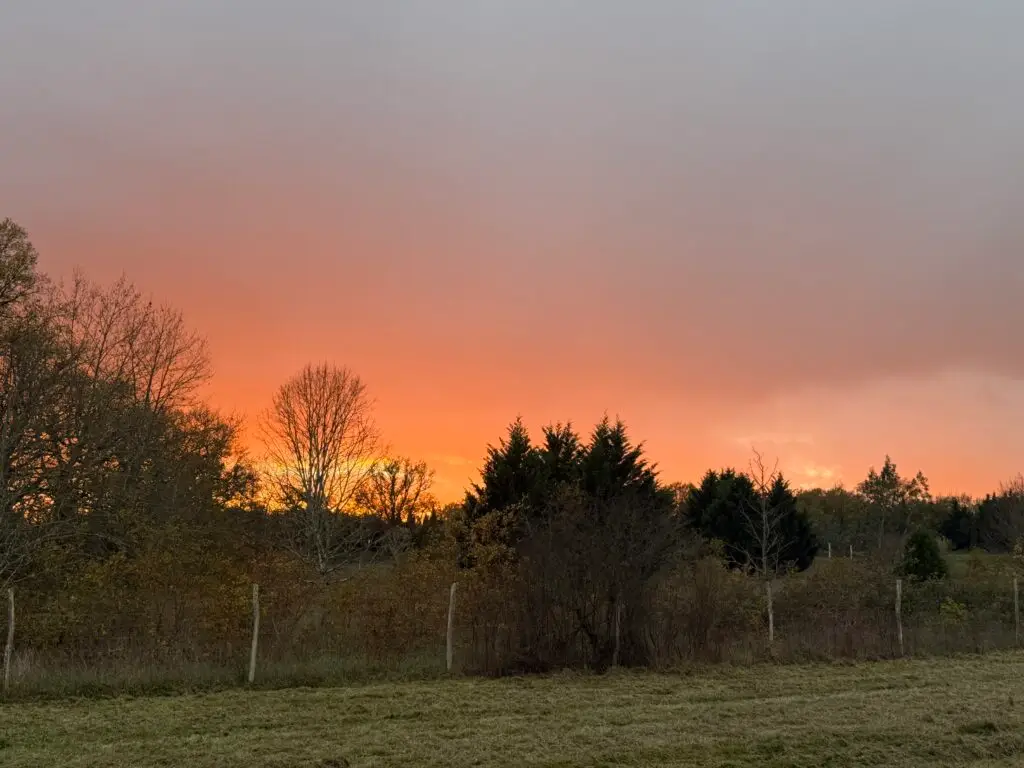 Forge in France red sunset