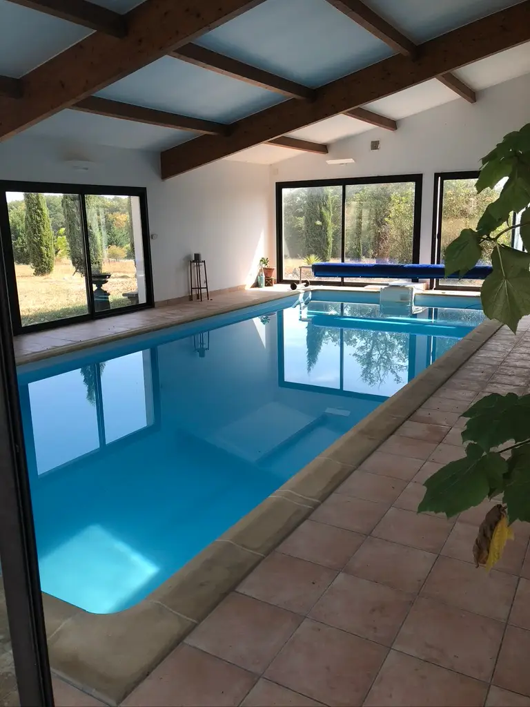 Heated indoor swimming pool at Forge in France private estate