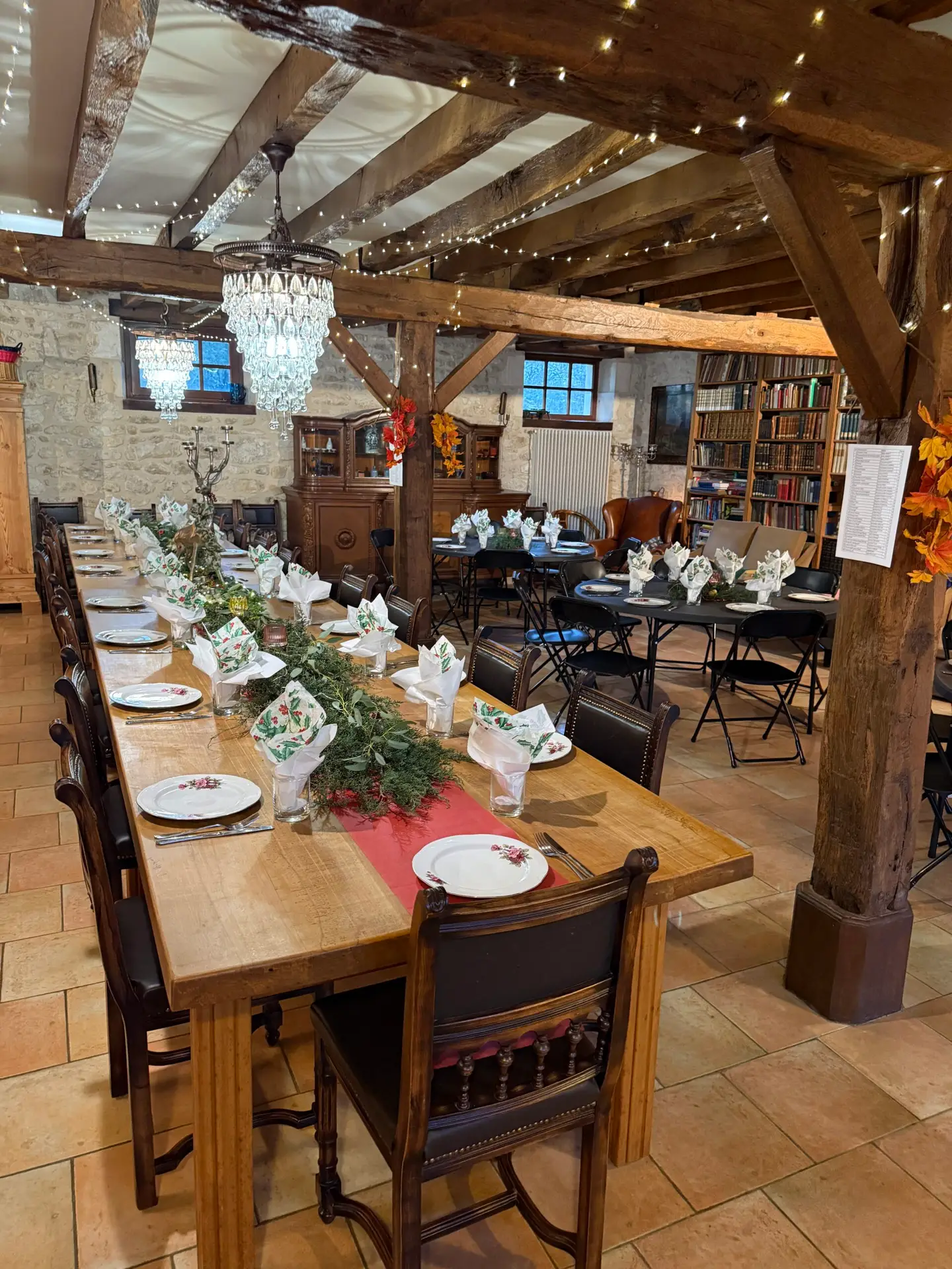 Large dining table seating 30 ideal for a celebration at Forge in France