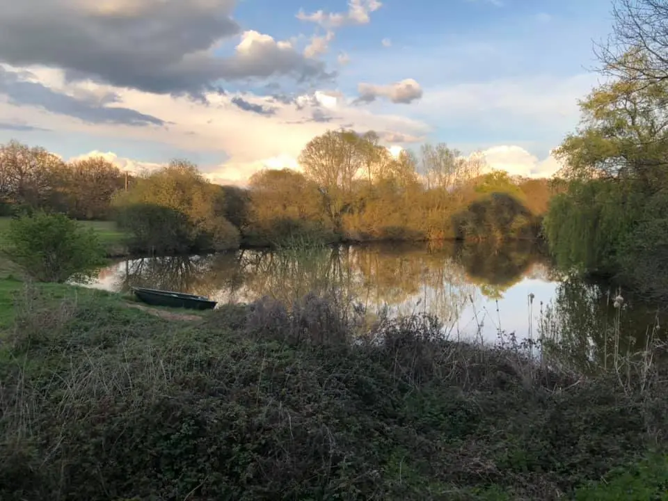 Forge in France view of the lake with cloudy skies
